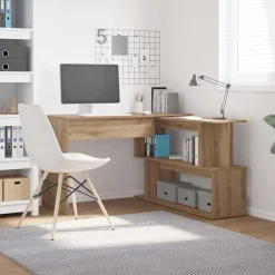 vidaXL Bureau d'angle chêne artisanal 200,5x50x76 cm bois d'ingénierie