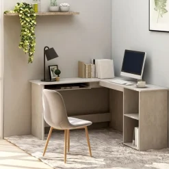 Meubles De Bureau-vidaXL Bureau d'angle en forme de L Bois d'ingénierie Gris béton