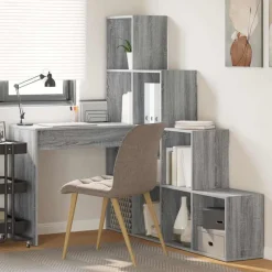 vidaXL Bureau d'angle Gris Sonoma 101,5 x 149,5 x 149,5 cm