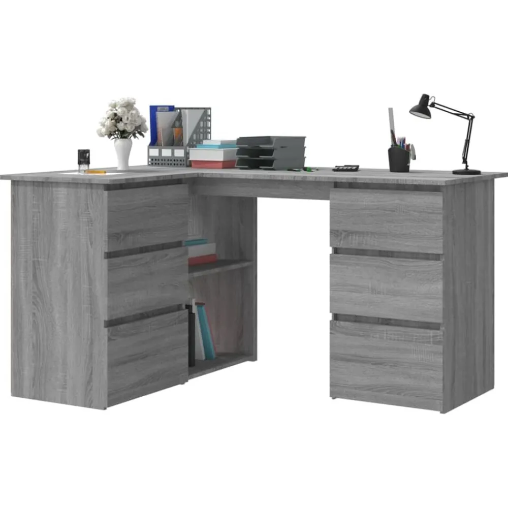 vidaXL Bureau d'angle 145x100x76 cm Bois d'ingénierie