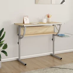 vidaXL Bureau d'artisanat chêne sonoma et gris 110x53x(58-87) cm