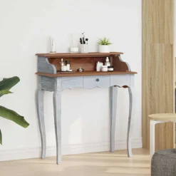 vidaXL Bureau d'écriture avec tiroir Marron et blanc 80 x 40 x 92 cm