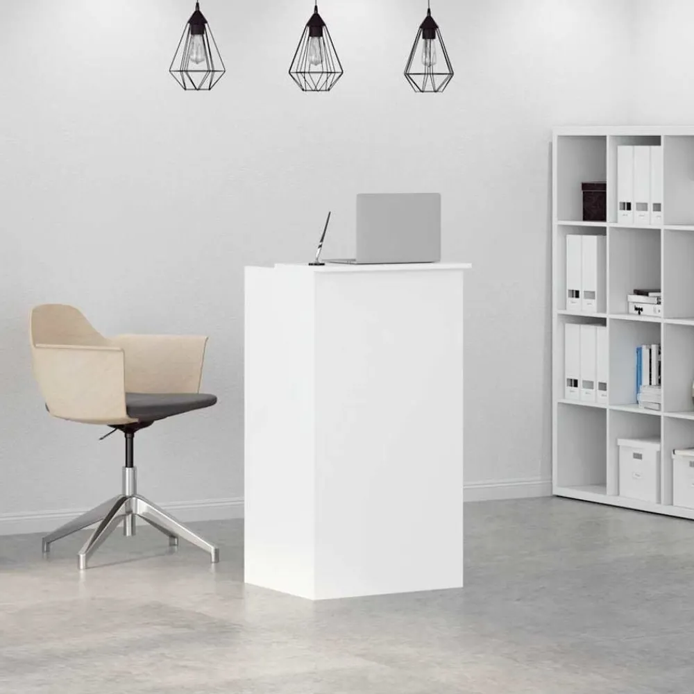 Meubles De Bureau-vidaXL Bureau de réception 55x50x103,5 cm Bois d'ingénierie Blanc
