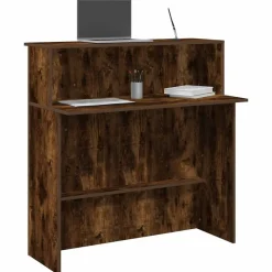 Meubles De Bureau-vidaXL Bureau de réception chêne fumé 100x50x103,5cm bois d'ingénierie Ch&ecirc;ne fumé
