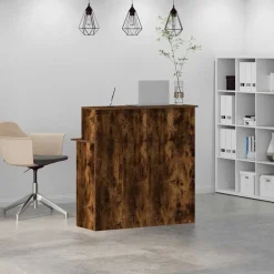 Meubles De Bureau-vidaXL Bureau de réception chêne fumé 100x50x103,5cm bois d'ingénierie Chêne fumé