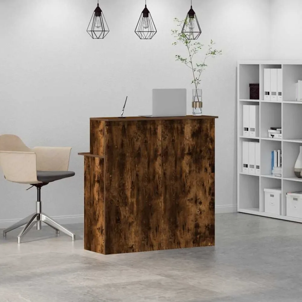 Meubles De Bureau-vidaXL Bureau de réception chêne fumé 100x50x103,5cm bois d'ingénierie Chêne fumé