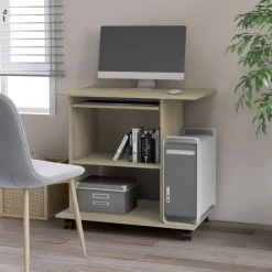 vidaXL Bureau d'ordinateur Chêne sonoma 80x50x75 cm Bois d'ingénierie