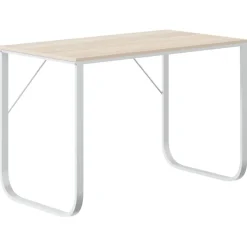 Meubles De Bureau-vidaXL Bureau d'ordinateur Blanc et chêne 110x60x73 cm Aggloméré blanc et chêne