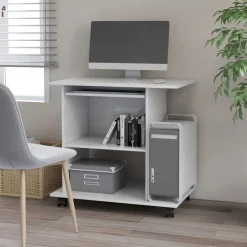 Meubles De Bureau-vidaXL Bureau d'ordinateur 80x50x75 cm Bois d'ingénierie Blanc