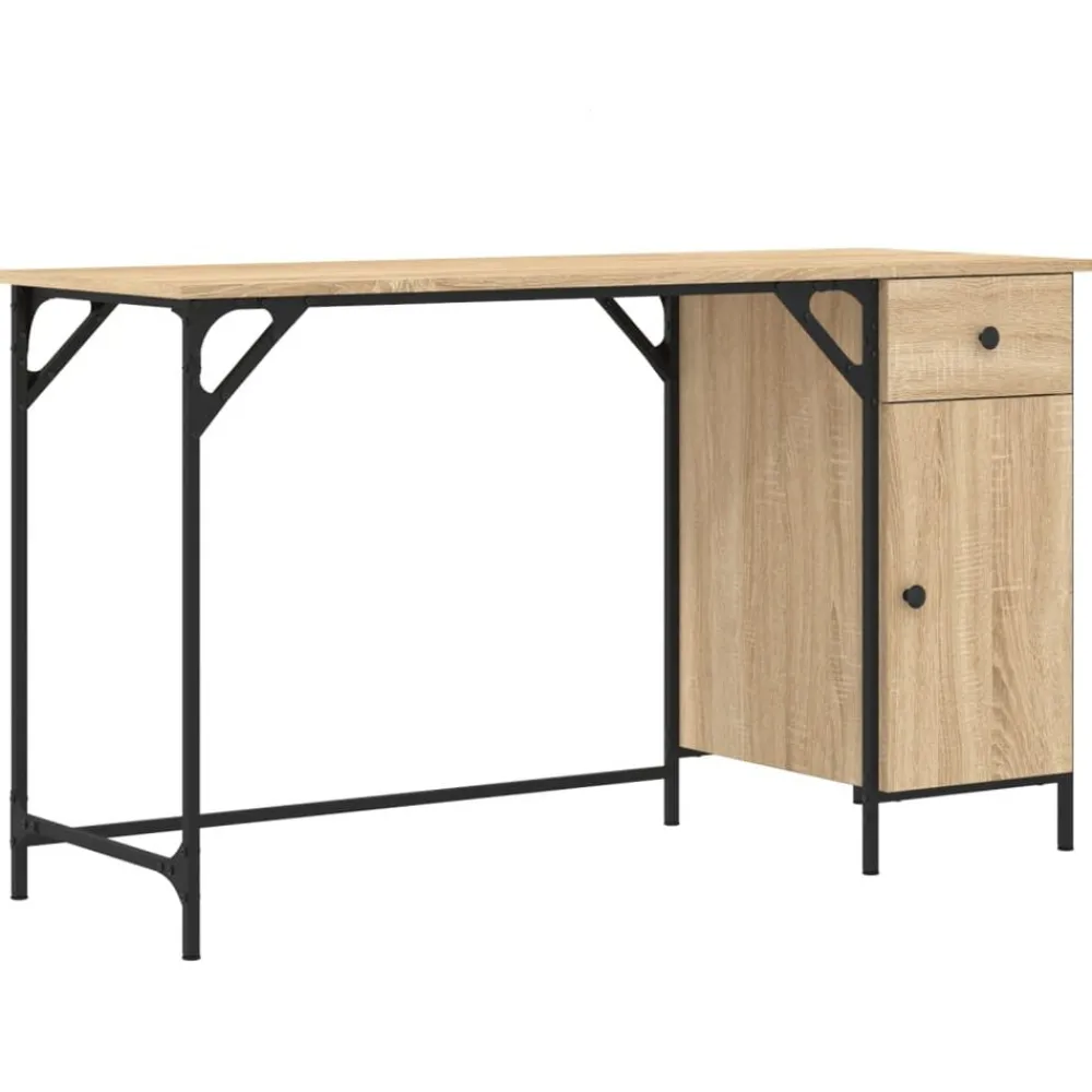 vidaXL Bureau d'ordinateur chêne sonoma 131x48x75 cm bois d’ingénierie