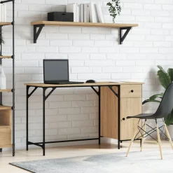 vidaXL Bureau d'ordinateur chêne sonoma 131x48x75 cm bois d’ingénierie