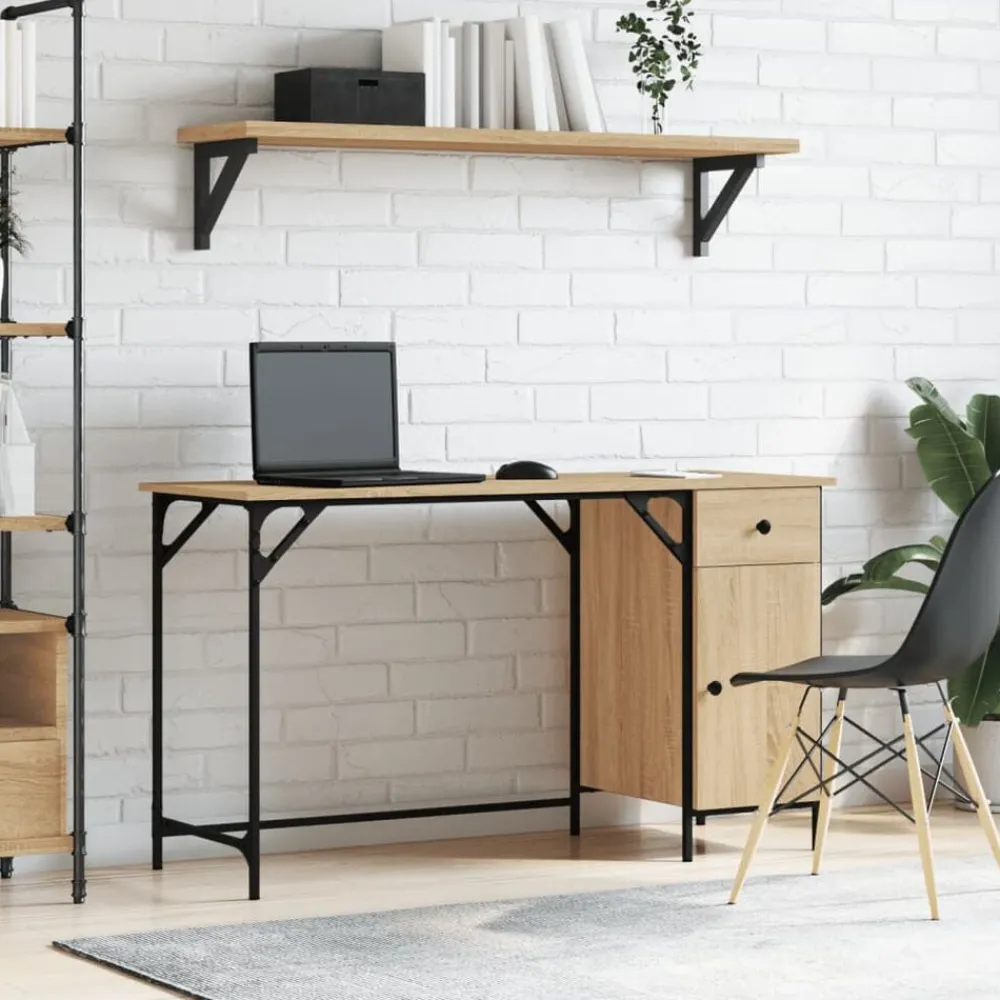 vidaXL Bureau d'ordinateur chêne sonoma 131x48x75 cm bois d’ingénierie
