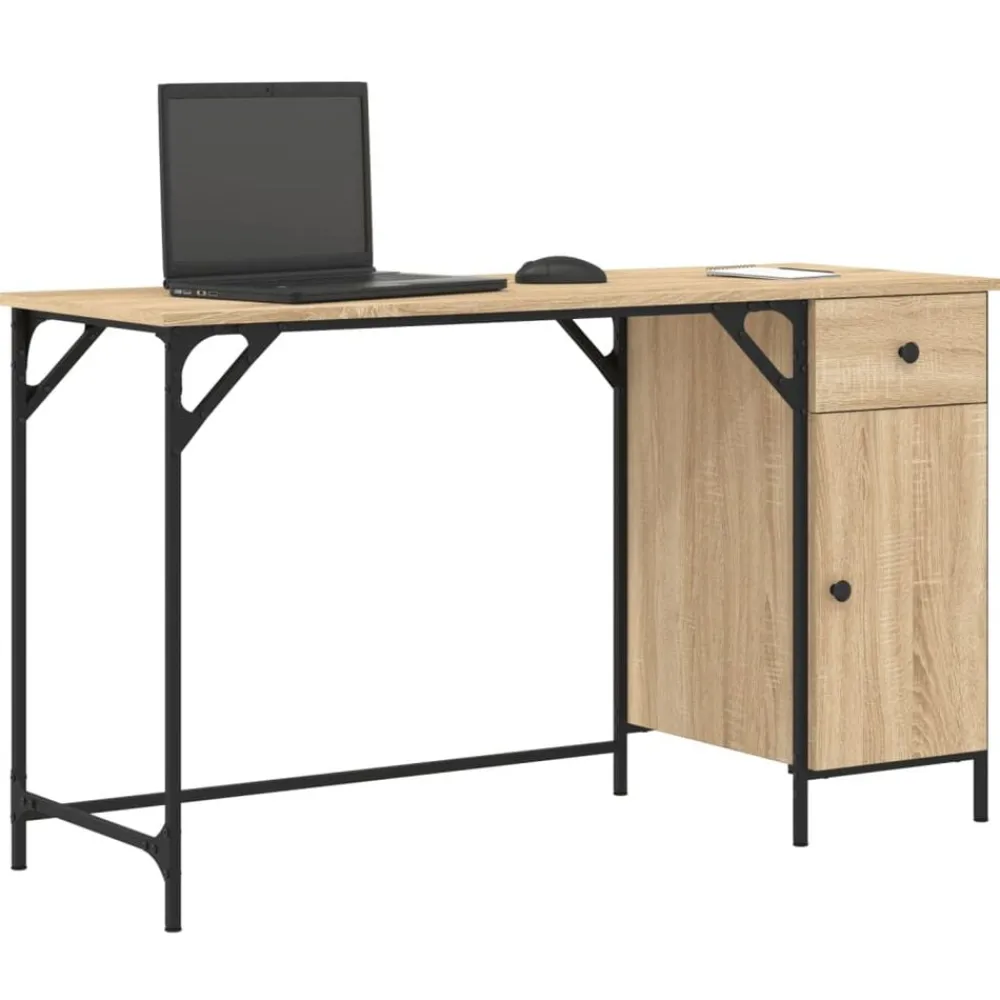 vidaXL Bureau d'ordinateur chêne sonoma 131x48x75 cm bois d’ingénierie