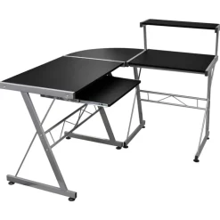 Meubles De Bureau-vidaXL Bureau d'ordinateur d'angle 132x112x99cm Bois d'ingénierie Noir