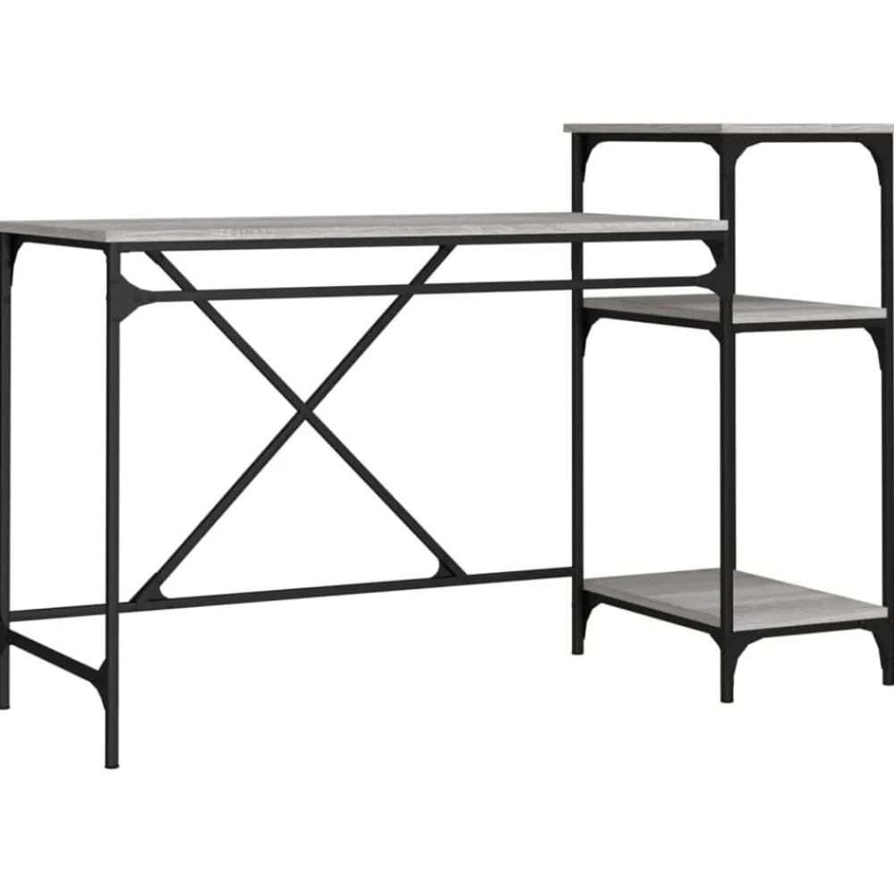 vidaXL Bureau et étagères 135x50x90 cm bois ingénierie/fer