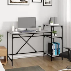 vidaXL Bureau et étagères 135x50x90 cm bois ingénierie/fer