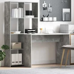 Meubles De Bureau-vidaXL Bureau 138,5 x 55 x 143 cm Bois d'ingénierie Gris béton