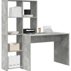 Meubles De Bureau-vidaXL Bureau 138,5 x 55 x 143 cm Bois d'ingénierie Gris béton