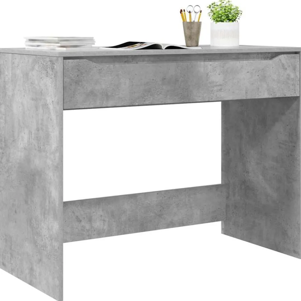 Meubles De Bureau-vidaXL Bureau 100 x 50 x 78 cm Bois d’ingénierie Gris béton