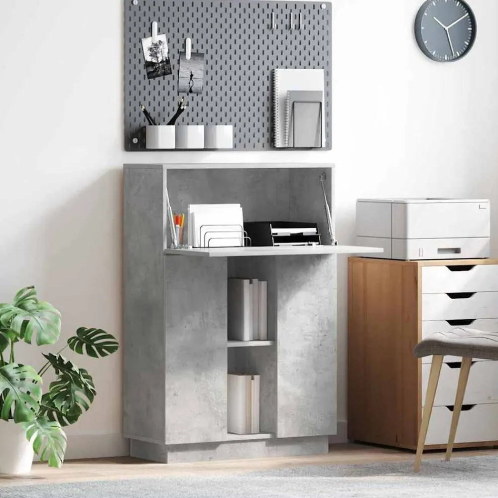 Meubles De Bureau-vidaXL Bureau 71.5 x 31.5 x 106.5 cm Bois d'ingénierie Gris béton