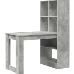 Meubles De Bureau-vidaXL Bureau 122 x 67 x 145 cm Bois d'ingénierie Gris béton