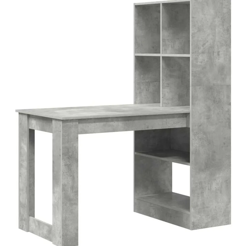 Meubles De Bureau-vidaXL Bureau 122 x 67 x 145 cm Bois d'ingénierie Gris béton