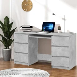 Meubles De Bureau-vidaXL Bureau 140x50x77 cm Bois d'ingénierie Gris béton
