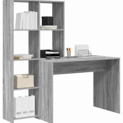 vidaXL Bureau Gris Sonoma 138,5 x 55 x 143 cm Bois d'ingénierie