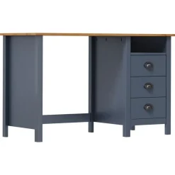 Meubles De Bureau-vidaXL Bureau Hill avec 3 tiroirs 120x50x74 cm Pin solide Gris
