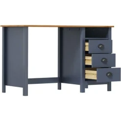 Meubles De Bureau-vidaXL Bureau Hill avec 3 tiroirs 120x50x74 cm Pin solide Gris