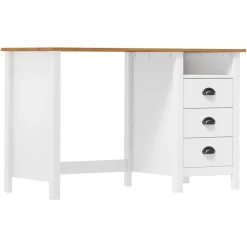 vidaXL Bureau Hill avec 3 tiroirs 120x50x74 cm Pin solide