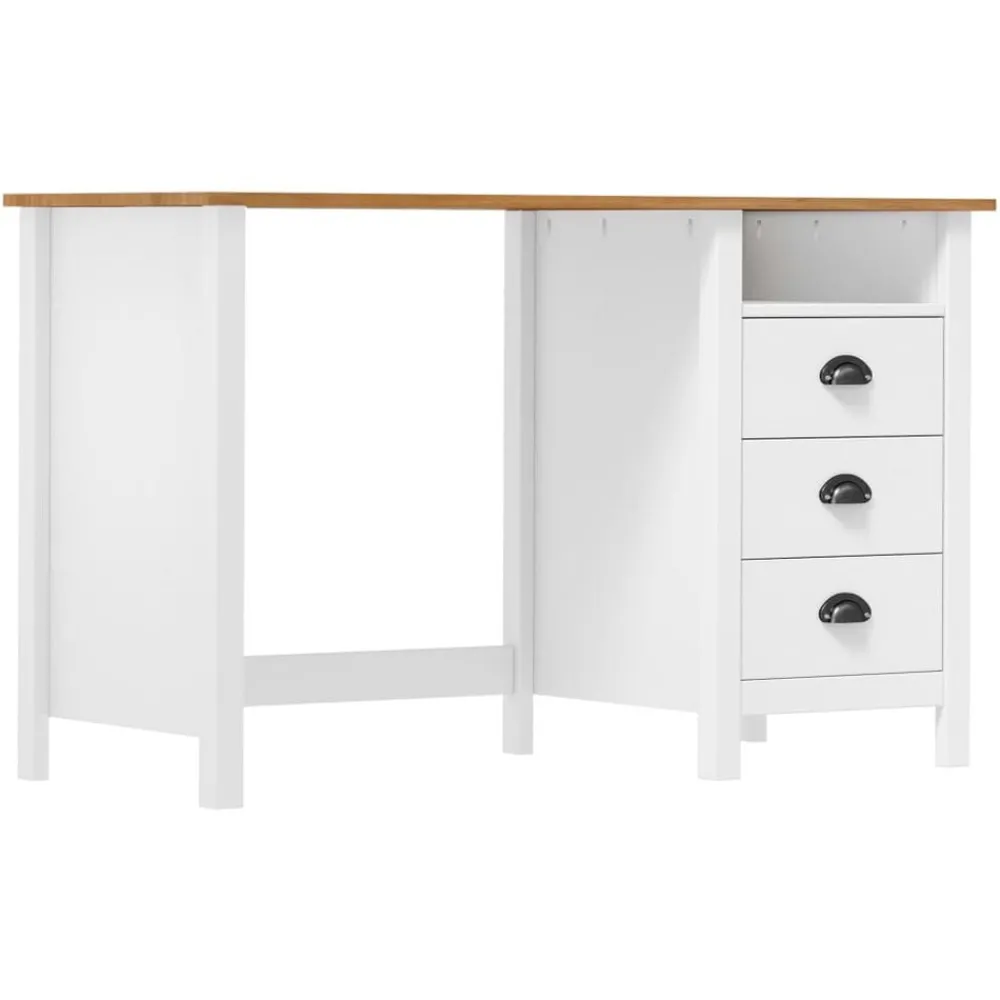vidaXL Bureau Hill avec 3 tiroirs 120x50x74 cm Pin solide
