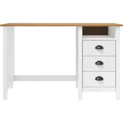 vidaXL Bureau Hill avec 3 tiroirs 120x50x74 cm Pin solide