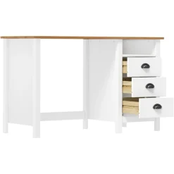 vidaXL Bureau Hill avec 3 tiroirs 120x50x74 cm Pin solide