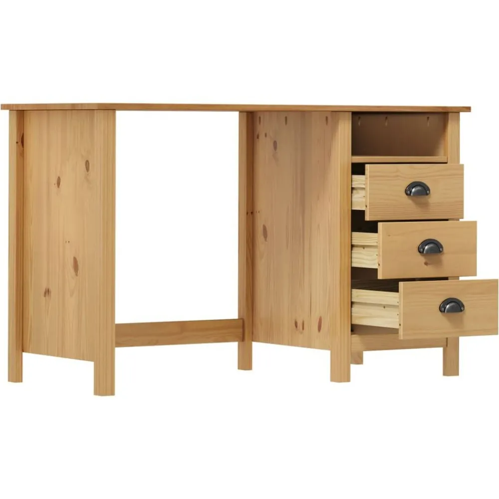 vidaXL Bureau Hill avec 3 tiroirs 120x50x74 cm Pin solide