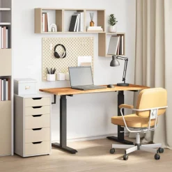 Meubles De Bureau-vidaXL Bureau Noir et Brun Clair 140 x 60 cm Bois de chêne massif noir et marron clair