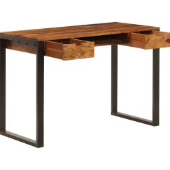Meubles De Bureau-vidaXL Bureau 110x55x78 cm Bois solide de Sesham Acier