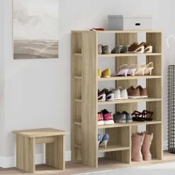 Produits Ménagers-vidaXL Cabinet à chaussures 2 pcs Chêne Sonoma Bois d'ingénierie Ch&ecirc;ne sonoma