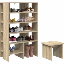 Produits Ménagers-vidaXL Cabinet à chaussures 2 pcs Chêne Sonoma Bois d'ingénierie Chêne sonoma