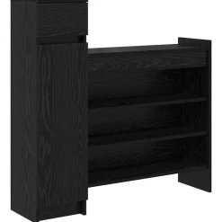 Produits Ménagers-vidaXL Cabinet à chaussures avec tiroir Chêne noir 100,5 x 28 x 100 cm Ch&ecirc;ne noir