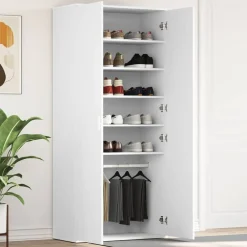 Produits Ménagers-vidaXL Cabinet à chaussures 80 x 39 x 178 cm Bois d'ingénierie Blanc