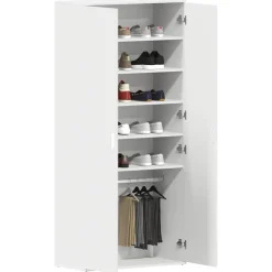 Produits Ménagers-vidaXL Cabinet à chaussures 80 x 39 x 178 cm Bois d'ingénierie Blanc