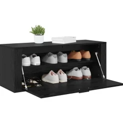 Produits Ménagers-vidaXL Cabinet à chaussures avec étagère Chêne noir 100 x 35 x 38 cm Ch&ecirc;ne noir