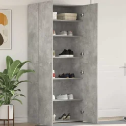 vidaXL Cabinet à chaussures Gris 80 x 35.5 x 180 cm Bois d'ingénierie