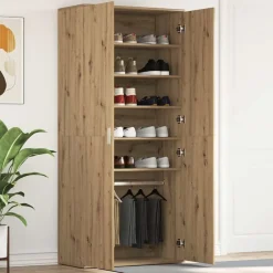 Produits Ménagers-vidaXL Cabinet à chaussures Chêne artisanal 80 x 39 x 178 cm ch&ecirc;ne artisanal