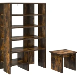 vidaXL Cabinet à chaussures 2 pcs Chêne fumé Bois d'ingénierie