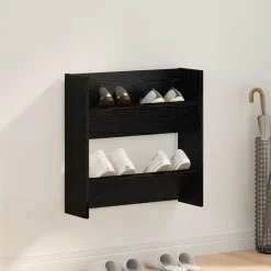 vidaXL Cabinet à chaussures avec étagère Chêne noir 60 x 18 x 60 cm