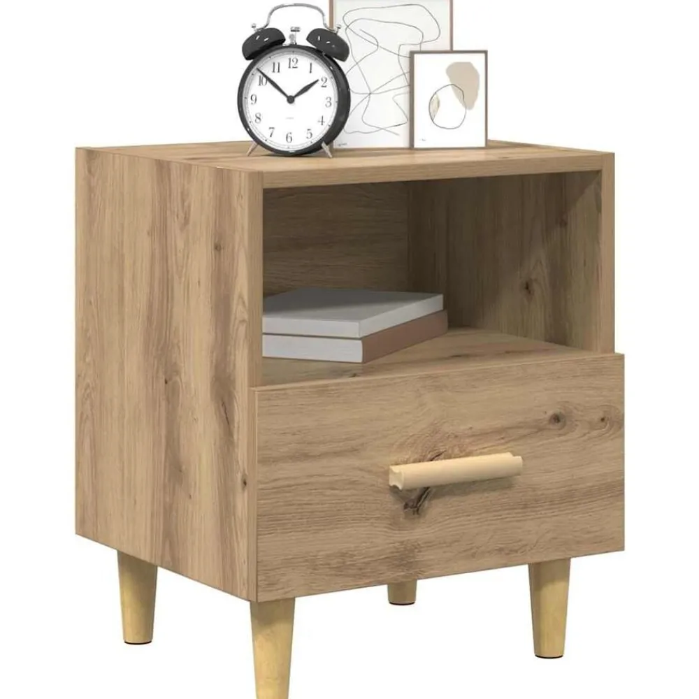 vidaXL Cabinet de chevet avec tiroir Chêne artisanal 40 x 35 x 47 cm