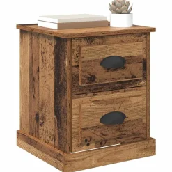 Tables-vidaXL Cabinet de chevet avec tiroir 39 x 39 x 47.5 cm Bois ancien