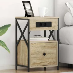 Tables-vidaXL Cabinet de chevet avec tiroir Chêne Sonoma 40 x 31 x 60 cm Ch&ecirc;ne sonoma